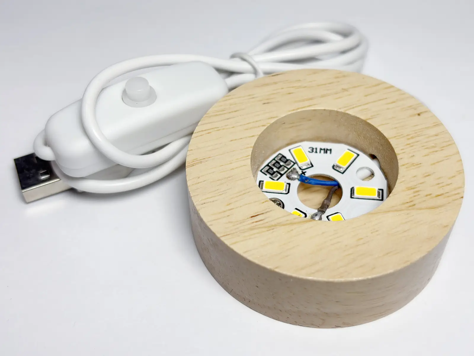 LEDライト付き木製台座Sサイズ 電球色 5個セットアソート