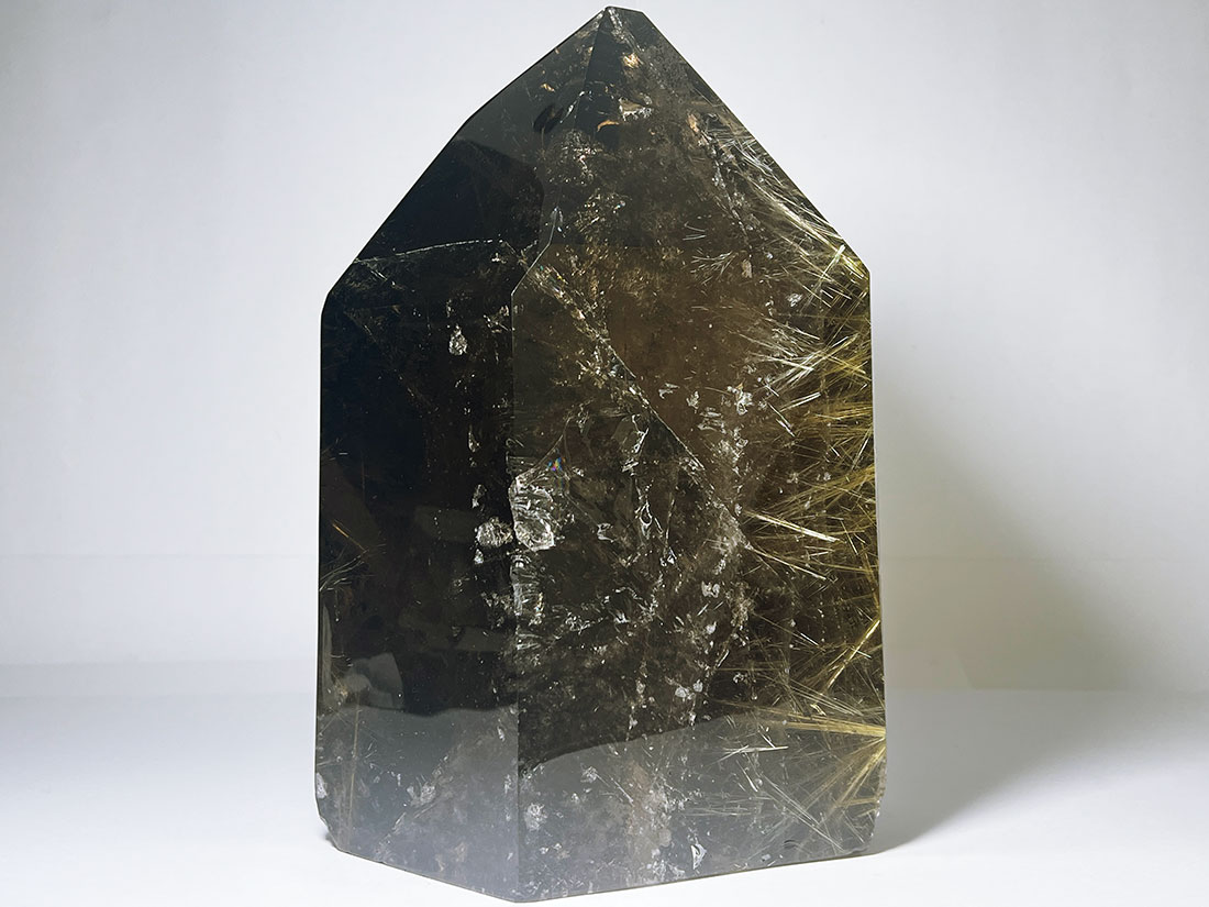 スモーキールチルクォーツ 大型ポリッシュ/Rutilated Quartz