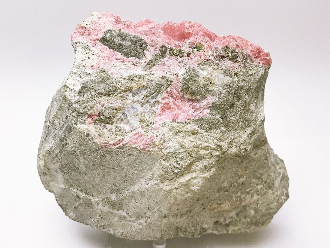 広西チワン族自治区産ロードクロサイト(フローライト共生)