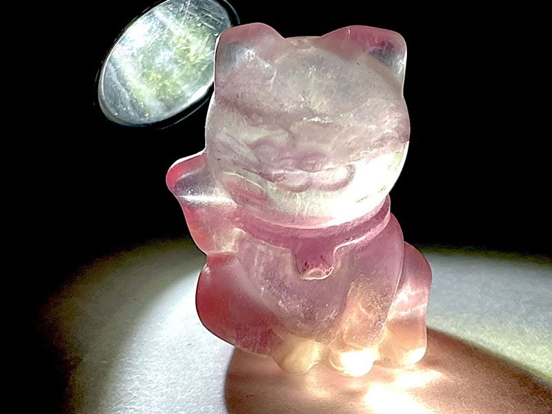招き猫 ローズクォーツ ピンク水晶 一対 【公式通販】