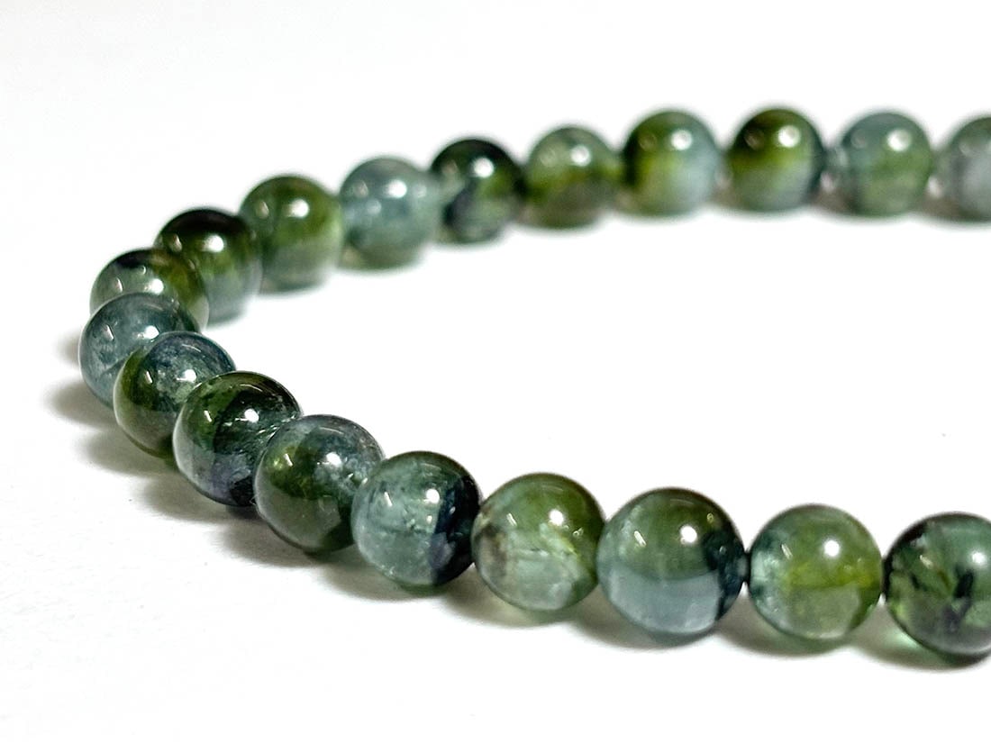 極上品質 グリーントルマリンブレスレット 10.5-10.8mm 内径17cm ブルー ＆ グリーン トルマリン ブレスレット 5mm / tourmaline