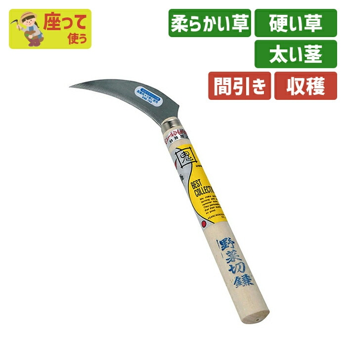 野菜切鎌ステンレスNo.5 ガーデニング 園芸用品 かま 鎌 草刈り鎌 草取り 除草 農業 用具 工具 家庭菜園 収穫 刃物 立ち刈り 浅野 ...