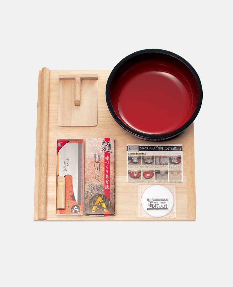 家庭用麺打ちセットＡ（そば・うどんDVD付） 初心者用の麺打ちセットで！ A-1230 麺道具 豊稔 麺切包丁 こね鉢 麺棒 麺台 こま板 切り台 まな板 そば 蕎麦 石臼 麺打ち 麺打ち道具 手打そば 中條金物 燕三条