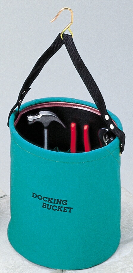 10号（グリーン）防水帆布 ドッキングバケット 直径27cm×高さ30cm（KBD-27G）  ガーデニング DIY 道具 工具 ツール  大工 外仕事 工事 現場 職人 コヅチ 燕三条