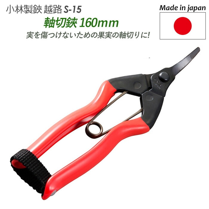 【軸切鋏 160mm（S-15）】 越路 ガーデニング用品 園芸用品 園芸鋏 ハサミ 庭園 軽量鋏 女性用 軽い 収穫 農業 摘花 採果 摘果 ガーデン 小林製鋏