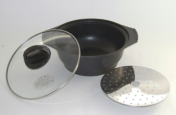 土鍋風＆蒸し器 19cm (目皿付)（KS-2788） オール熱源対応 横において 