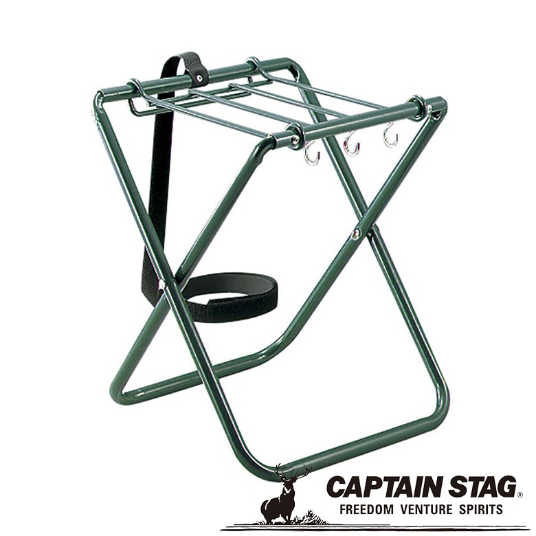 ウォータータンク用スタンド〈ベルト･フック付〉(グリーン) アウトドア・キャンプ用品 キャプテンスタッグ CAPTAIN STAG 屋外 レジャーソロキャンプ バーベキュー パール金属