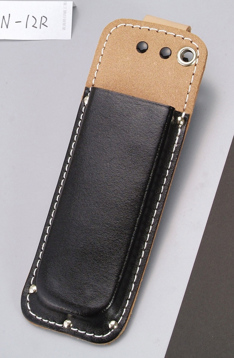 黒床皮 折鋸ケース スライドフック ボタン式 型押 SN-12R ガーデニング DIY 道具 工具 ツール  大工 外仕事 工事 現場 職人 燕三条 コヅチ