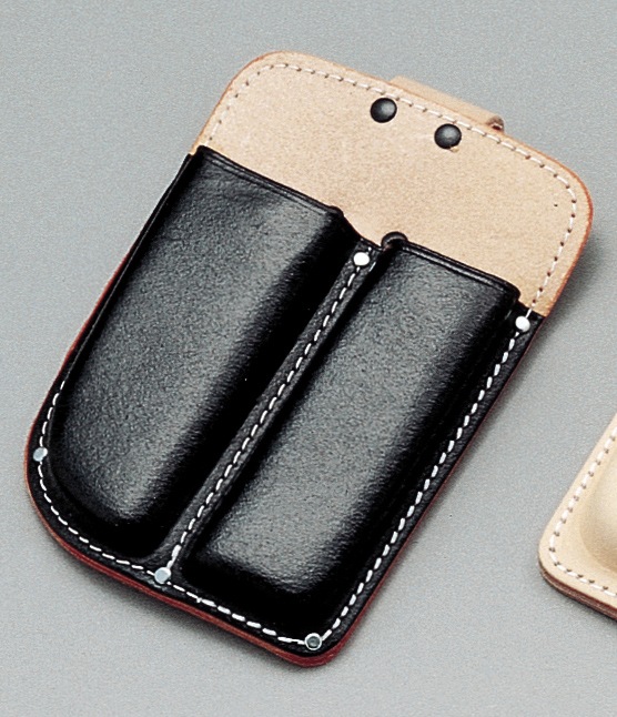 黒床皮 剪定鋏･折鋸ケース 2列 型押 SN-13 ガーデニング DIY 道具 工具 ツール  大工 外仕事 工事 現場 職人 燕三条 コヅチ