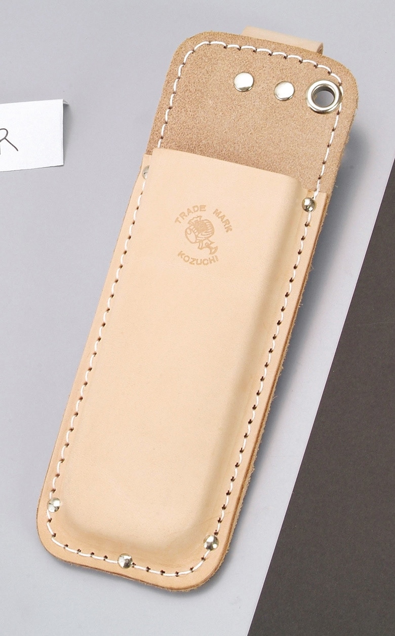 ヌメ皮 折鋸ケース スライドフック ボタン式 型押 SN-22R ガーデニング DIY 道具 工具 ツール  大工 外仕事 工事 現場 職人 燕三条 コヅチ