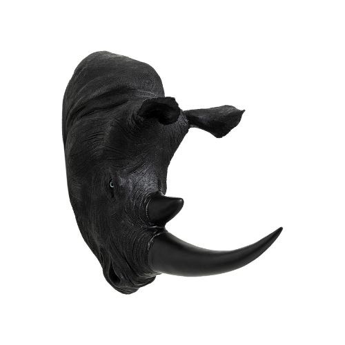 52824 Wall Object Rhino Head Antique Black 22x43cm