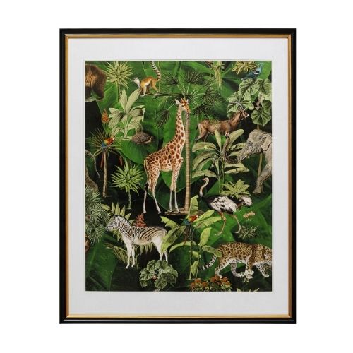 53935 Framed Picture Animals in Jungle 80x100cm