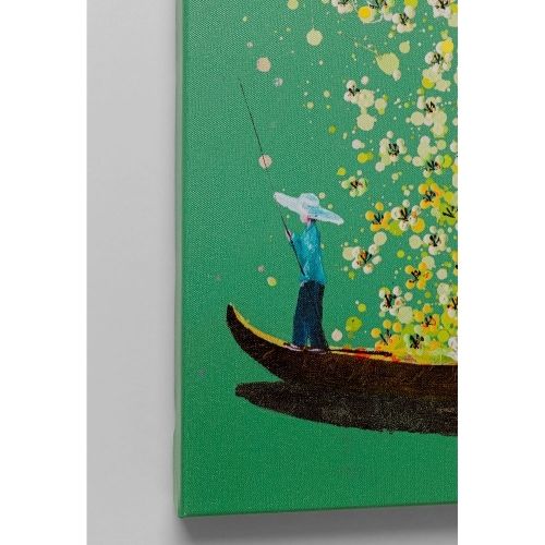 激安通販新作 Flower Picture Canvas 54350 Boat 80x100cm Yellow Green 絵画