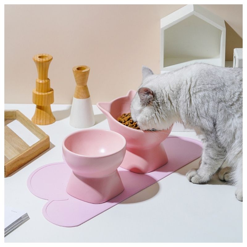 【なつ】猫ごはん　LOWタイプ　ピンク&ブルーセットフードボウル なつ】猫ごはん LOWタイプ ピンク&ブルーセットフードボウル