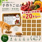 犬用厳選!包丁いらず簡単レンチンOKろくよん馬肉6：5種の野菜4黄金比率5kg(42g×120個)国産 無添加 毎日続けられる価格トッピングごはんや手作り食に健康寿命をのばす命と向き合い 20周年 ワンバナ アレルギーのわんちゃんにパピーからシニアまで人間用の食材のみ使用