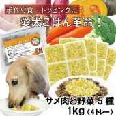 犬用厳選!包丁いらず簡単レンチンOKろくよんサメ肉6：5種の野菜4黄金比率1ｋg(42g×24個)国産 無添加 毎日続けられる価格トッピングごはんや手作り食に健康寿命をのばす命と向き合い 20周年 ワンバナ アレルギーのわんちゃんにパピーからシニアまで人間用の食材のみ使用
