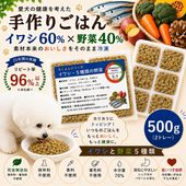 愛犬のごはんが待ち遠しくなる！創業21年ワンバナ 犬用手作りごはん 国産無添加 イワシと野菜5種 ろくよん500g(42g×12) 食いつき抜群 痒みや涙やけ DHA・EPA