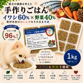 愛犬のごはんが待ち遠しくなる！創業21年ワンバナ 犬用手作りごはん 国産無添加 イワシと野菜5種 ろくよん1kg(42g×24個) 食いつき抜群 痒みや涙やけ DHA・EPA