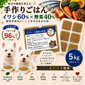 愛犬のごはんが待ち遠しくなる！創業21年ワンバナ 犬用手作りごはん 国産無添加 イワシと野菜5種 ろくよん5kg(42g×120個) 食いつき抜群 痒みや涙やけ DHA・EPA