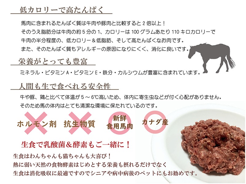 犬,猫,用,馬肉,生肉,ペット,便利,簡単,トッピング,手作り, 食,材料,カナダ,ごはん,ドッグ,キャット,フード