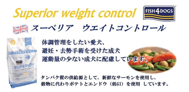 フィッシュ4ドッグ スーペリア ウエイトコントロール 小粒 400g 体重管理 低カロリー ダイエット 成犬シニ