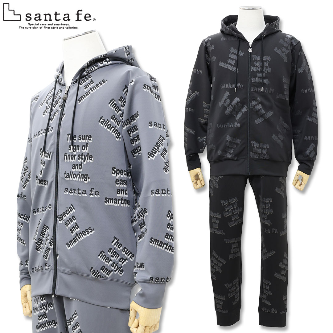サンタフェ SANTAFE ストレッチ ダンボール 総柄 プリント パーカー
