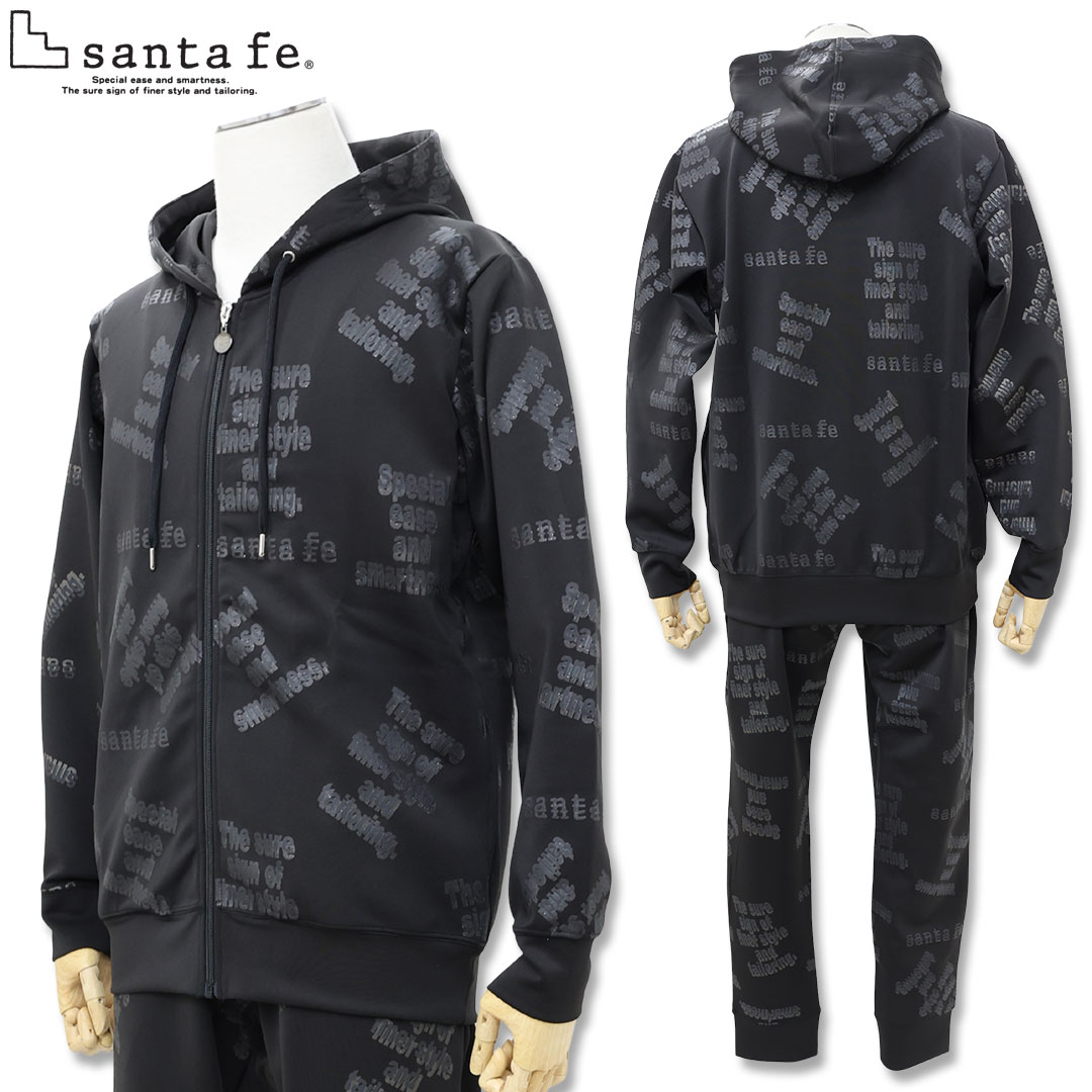 サンタフェ SANTAFE ストレッチ ダンボール 総柄 プリント パーカー