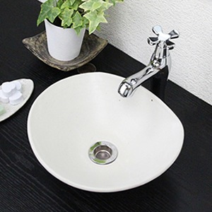 白マット半円型手洗い鉢【ミニサイズ】信楽焼き手洗器！陶器の手水鉢