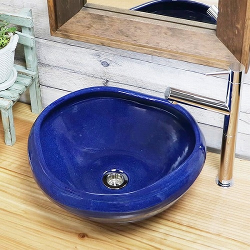 ナマコ色たわみ手洗い鉢【小型サイズ】 信楽焼き手洗器 陶器の手水鉢