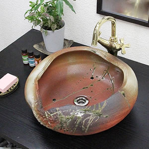 信楽焼　陶器　手洗い鉢　38㌢ 楽天市場】手洗い鉢 陶器 トイレ 手洗い器 信楽焼 洗面ボウル