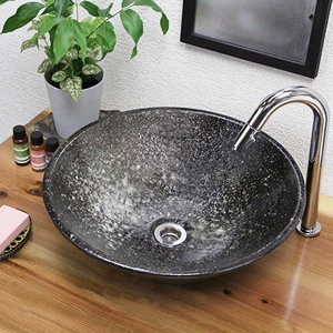 茶窯変手洗い鉢【中型サイズ】信楽焼き手洗器！陶器の手水鉢［tr-3204