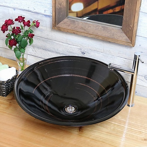 鉄ハケメ手洗い鉢 【大型サイズ】 信楽焼き手洗器！ 陶器の洗面