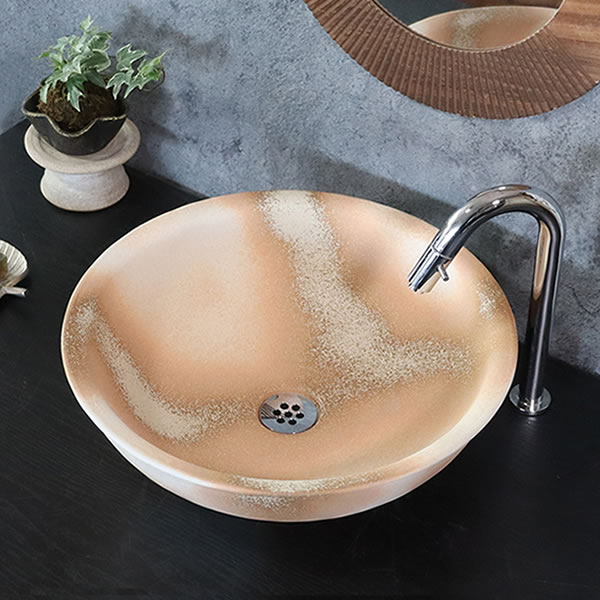 白ぼかし手洗い鉢【大型サイズ】信楽焼き手洗器！陶器の洗面ボウル［tr