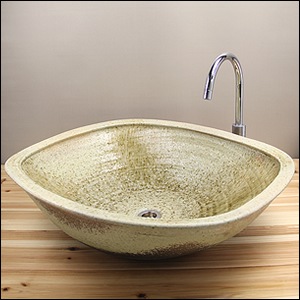 鉄飛び手洗鉢 （器具付）（信焼・陶器・手洗い鉢・手洗鉢・洗面鉢・手洗い器・手洗器・洗面ボール・洗面ボウル・洗面シンク・洗面器） 信楽焼 洗面ボウル 鉄飛び 手洗鉢 和風洗面台（器具付）幅37cm 日本製