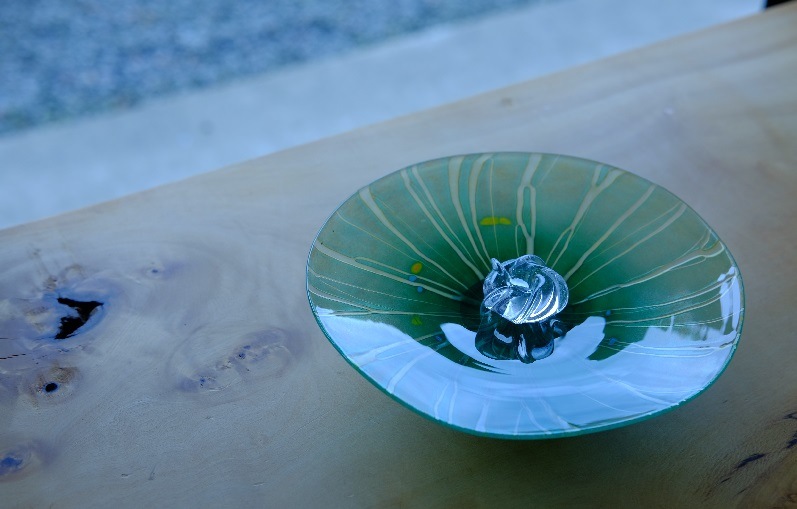 蓮の葉の香皿とお香立てセット