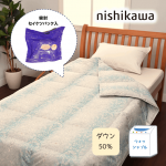 西川 洗える羽毛肌掛け布団 ウォッシャブルダウンケット 密封セイケツパック入 丸洗いOK ダウン50% 0.25kg入