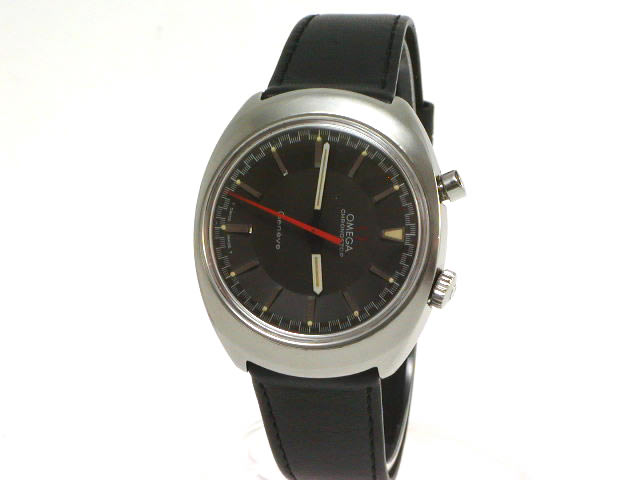 オメガ クロノストップ 希少！横向きダイヤル 純正尾錠 1968年頃