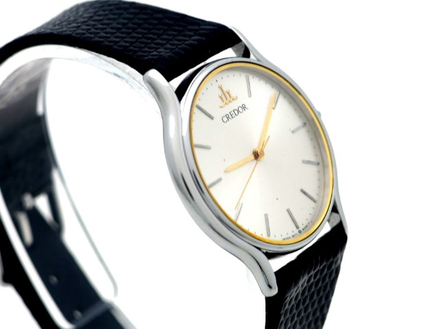 【美品】 定価29万円+税 Seiko Credor Signo GCAT985 セイコー クレドール シグノ クォーツ 極薄ケース 青針 ビジネス ドレス ブライツ GS SEIKO クレドール GTAA980 K18YG 4N70-019T シグノ ホワイトシェル ダイヤベゼル フラワーモチーフ 1年保証 42.8g  | ブランドショップパリノ