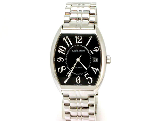 ルイ・エラール トノー オートマチック ブラックダイヤル 80051メンズ