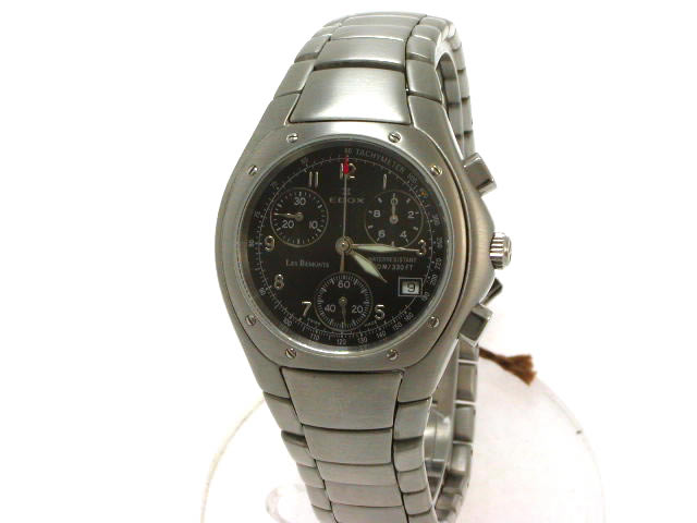 エドックス クオーツ クロノグラフ 黒文字盤 SSブレス 1901-3BNB 新品