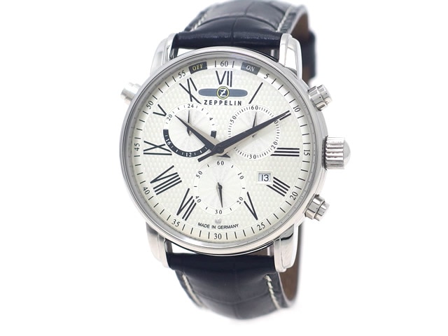 1円～ ツェッペリン トランスアトランティック LZ127 Cal.7696 クォーツ クロノグラフ メンズ 黒文字盤 デイト QZ ZEPPELIN 1円～ ツェッペリン トランスアトランティック LZ127 Cal.7696