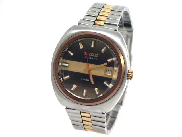 ティソ シースター 5面カットガラス ブラウン 自動巻 OH済 1970年代　