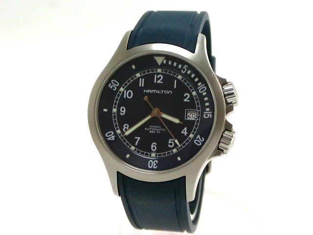 ハミルトン カーキ ネイビー 自動巻 H77515343 ラバーストラップ SSブレスつき USED