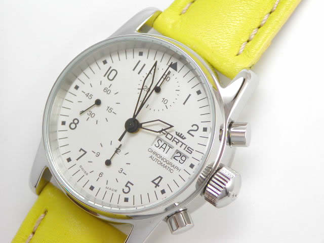 フォルティス パイロット クロノ ポリッシュ ホワイトダイヤル バックスケルトン 622 2012LG　　新品 Fortis