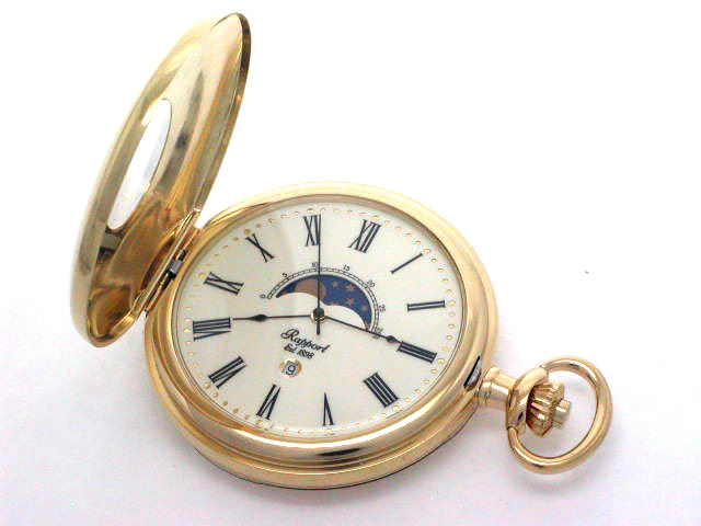 ラポート PW80 ハーフハンタータイプ 月齢表示 クオーツ 懐中時計 USED