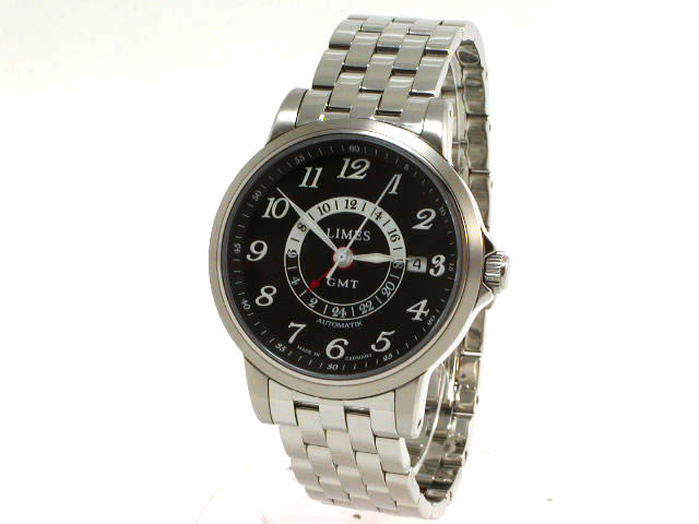 リメス エンデュランス GMT オートマチック 38.8mm 黒文字盤 SSブレス U8737B-LG1.1E Limes 新品