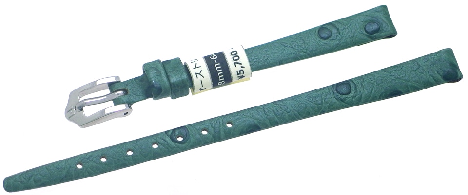 18mmの美しいブラウン色本革腕時計バンド | オーストリッチグレイン ミディアムパッド入り 交換用リストストラップ どんな時計にも新たな　並行輸入 de Beer Brown Ostrich Grain Leather Watch Band 14mm Silver Color