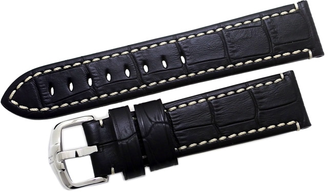【ヒルシュ】アリゲーター 時計革ベルト ブラック 22-18 ショート 未使用 ヒルシュ】アリゲーター 時計革ベルト ブラック 22-18 ショート