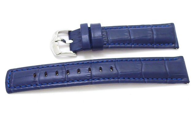【ヒルシュ】 GRAND DUKE（グランドデューク ）100m耐水 ブルー 表カーフレザー アリゲーター型押 裏ダイビンググラブレザー 時計ベルト