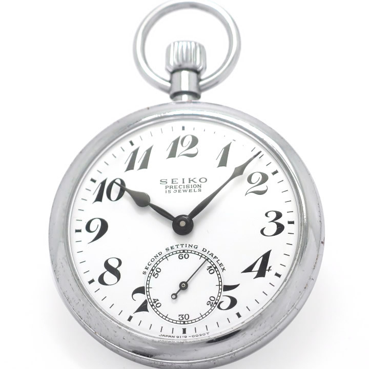 セイコー プレシジョン 懐中時計 91-0020 黒針 セコンドセッティング 15石 手巻 OH済 昭和44年/1969年製 Seiko